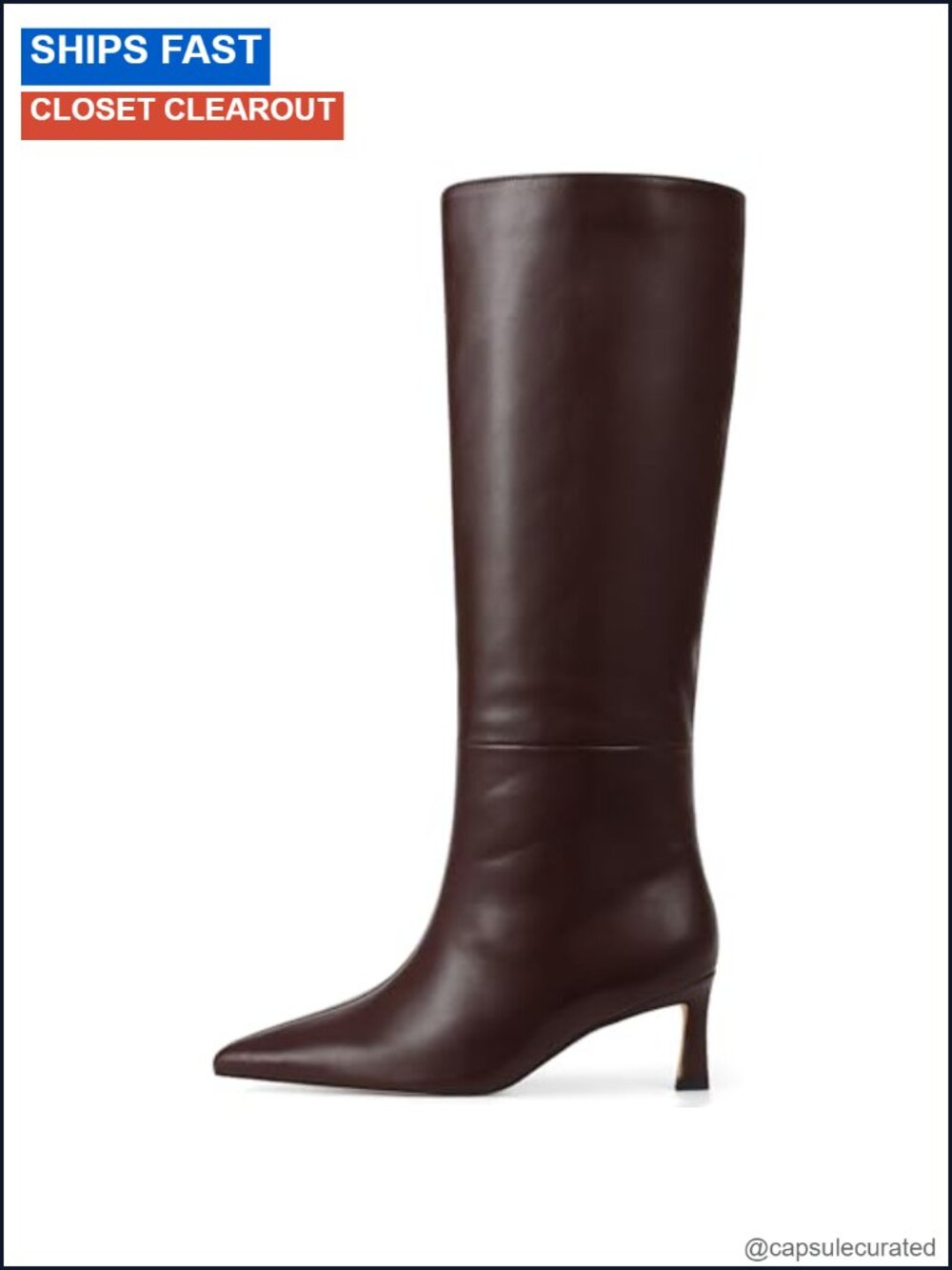 Womens Knee High Boots Wide Calf Kitten Heel Suede Faux Leather Pointed Toe